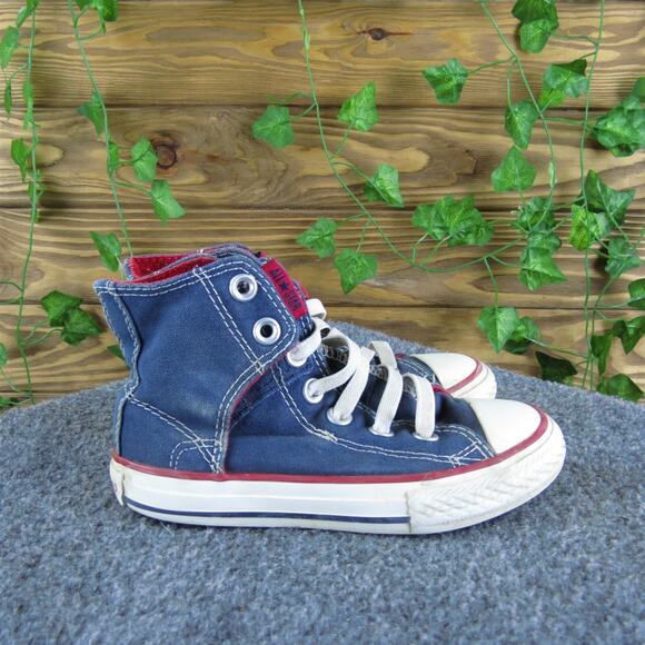 Converse Boys Sneaker Hi Top Sz T 11 Medium Blue Fabric Hook & Loop - Picture 3 of 5